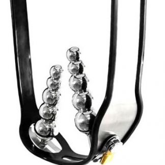 Fully adjustable rigid chastity belt with 2 plugs